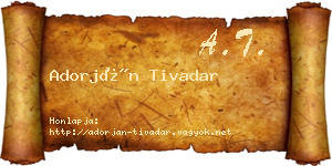 Adorján Tivadar névjegykártya
